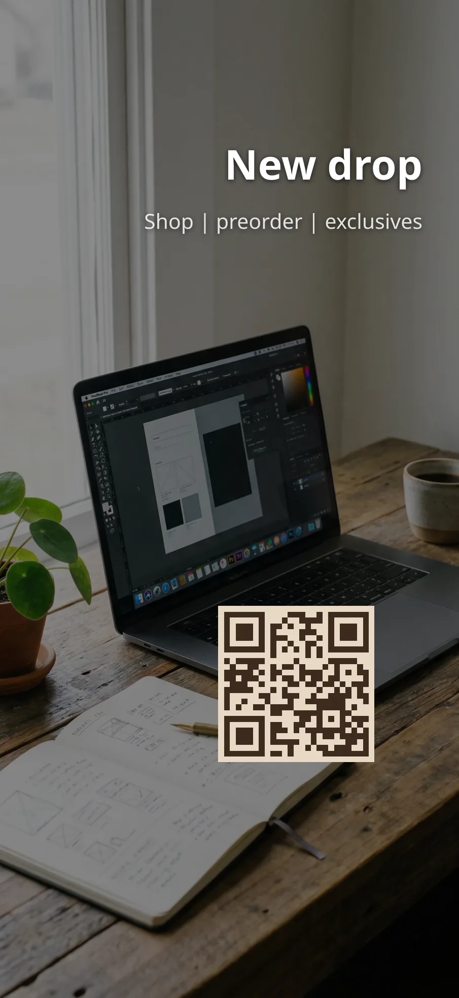 Lock screen wallpaper with a QR code linking to a creator's latest content.