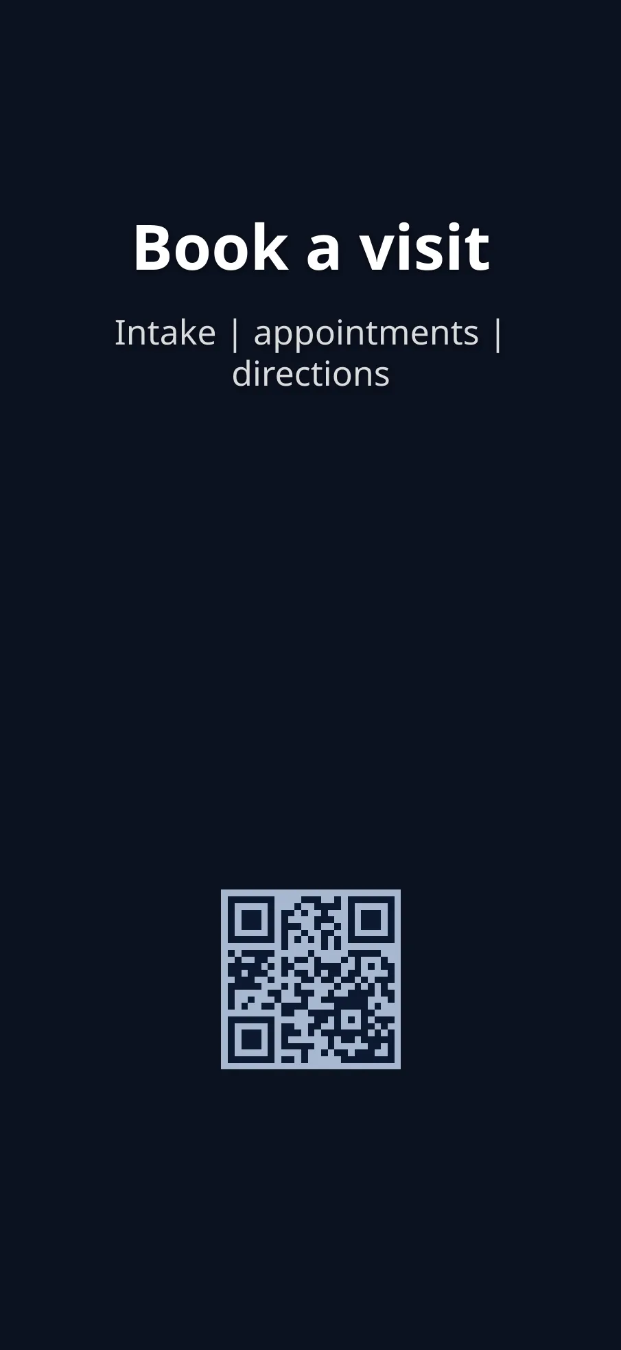 Lock screen wallpaper with a QR code linking to a patient booking page.