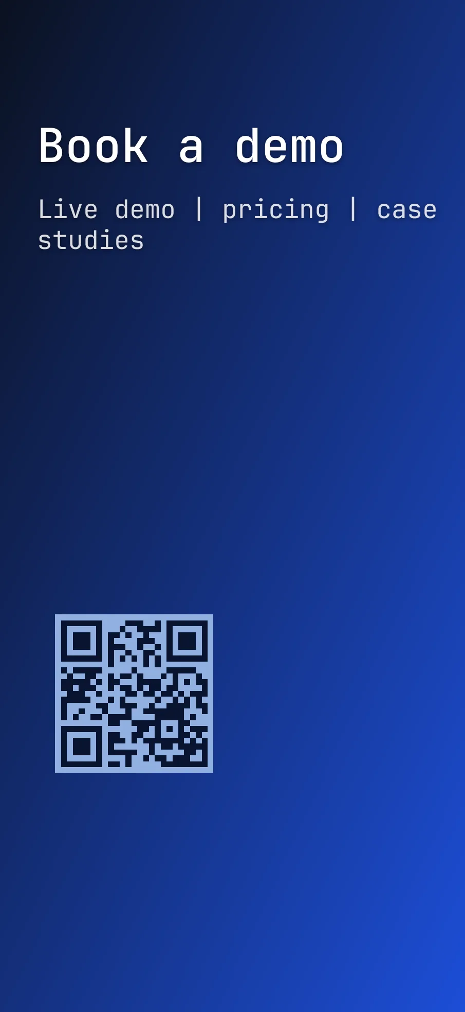 Lock screen wallpaper with a QR code linking to a demo booking page.