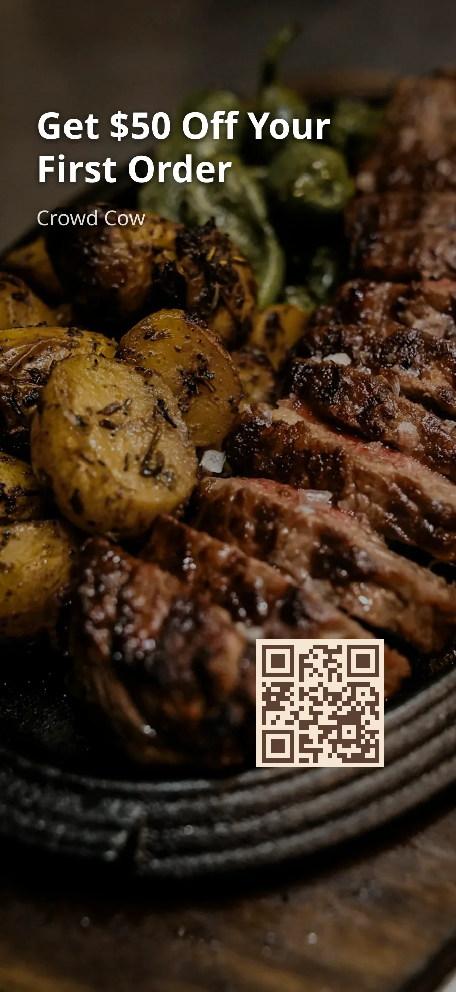 Crowd Cow referral lock screen wallpaper with QR code