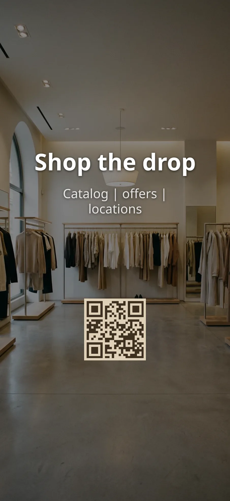 Lock screen wallpaper with a QR code linking to an online catalog.